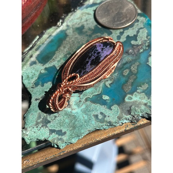 Charoite Wire Wrap Pendant - Picture 9 of 10